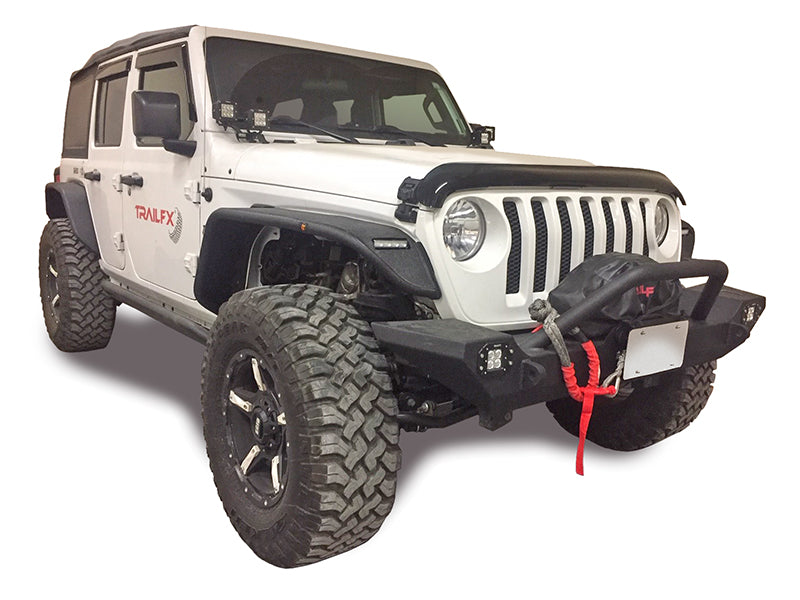 TrailFX JL05FF Flat Style Fender Flares for Jeep Wrangler and Gladiator - Black Steel, Set of 2