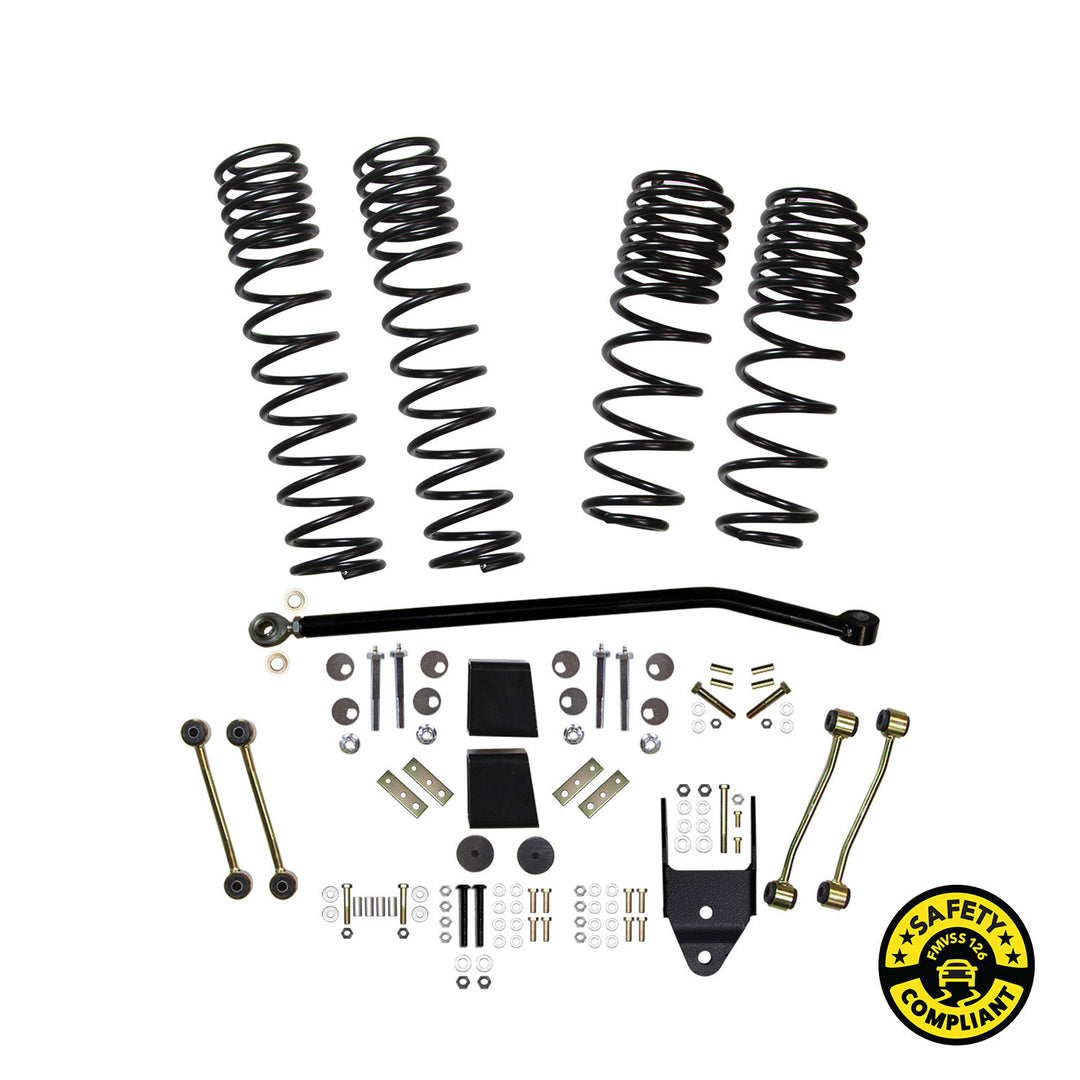 Skyjacker JL35RBLT 3.5 Inch Lift Kit for Jeep Wrangler with Progressive Coil Springs and Adjustable Track Bar