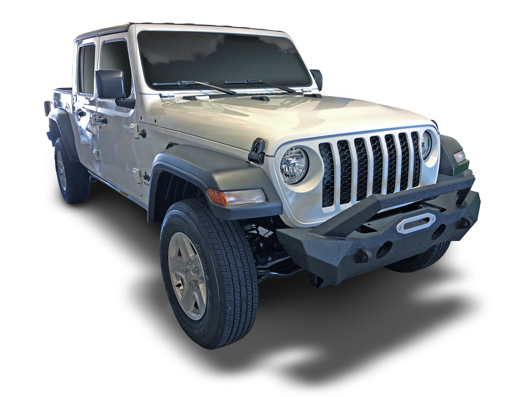 TrailFX JL08T One-Piece Steel Bumper with Grille Guard and Winch Mount for Jeep Wrangler and Gladiator