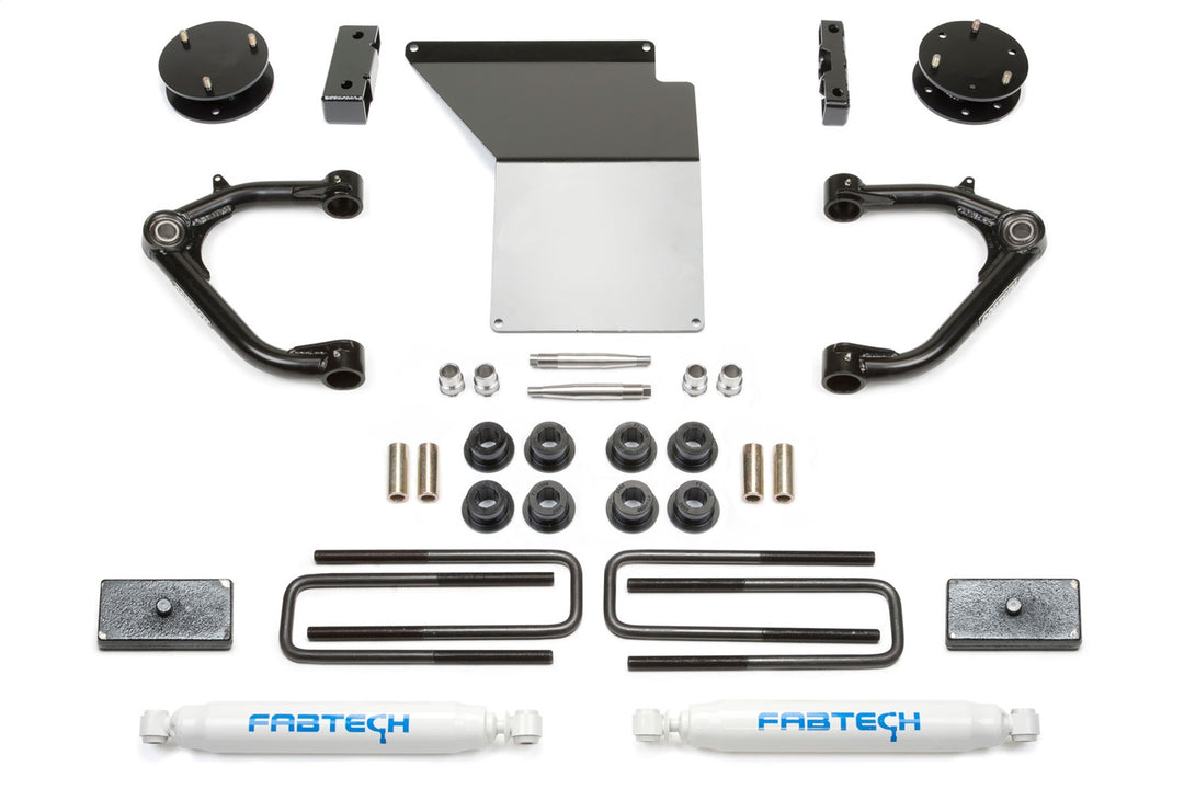 Fabtech 3-inch Uniball UCA Lift Kit with Rear Performance Shocks for Chevy Silverado and GMC Sierra 1500
