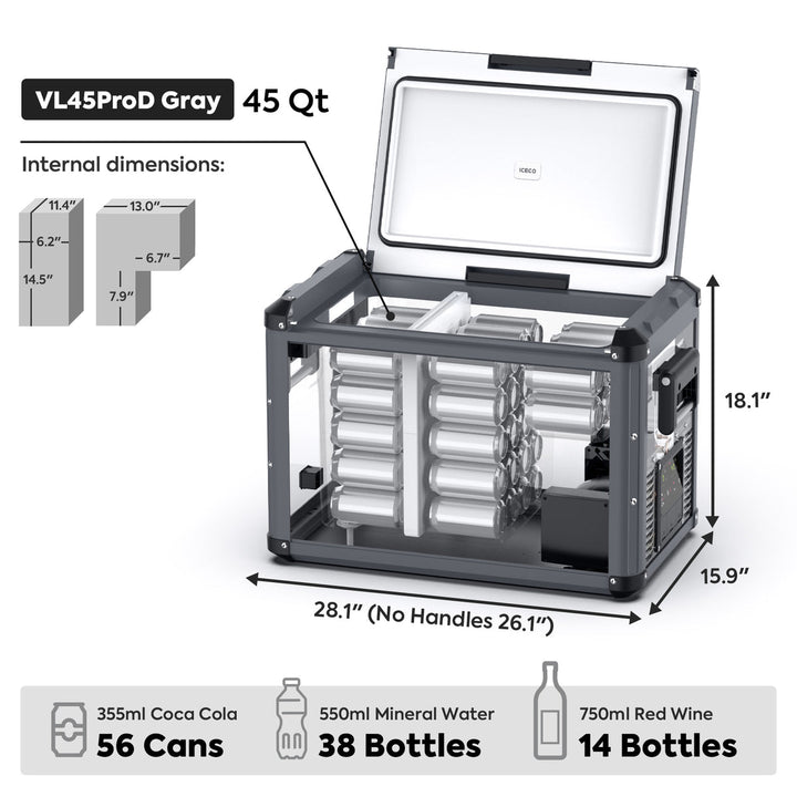 ICECO VL45ProD Dual Zone 12V Portable Fridge Freezer - Black by Inca Overland Outfitters | KOVA Offroad