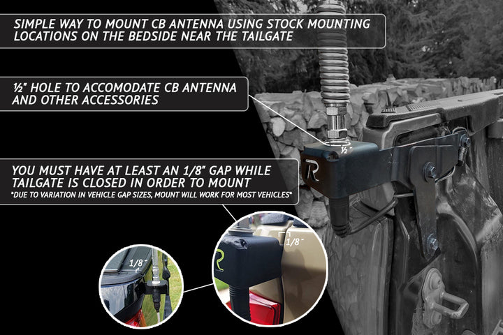 2016-2023 3rd Gen Toyota Tacoma CB Antenna Mount or Whip Flag Mount