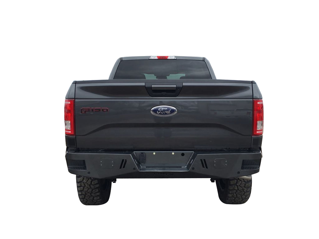 TrailFX RLDB002TI Steel Bumper for Ford F-150 - Black, One Piece Design with Light Cutouts