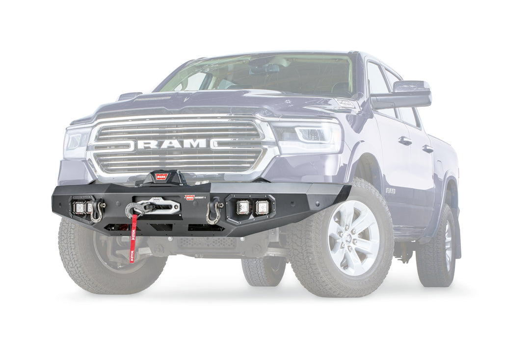 Warn Ascent Front Bumper for Ram 1500 (2019-2024) – Steel, Black, Bolt-On Installation