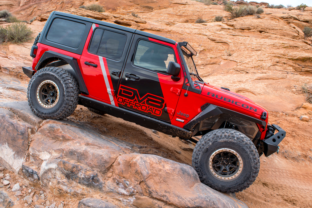 2018-2025 Jeep Wrangler JLU DV8 Offroad Boatside Rock Sliders
