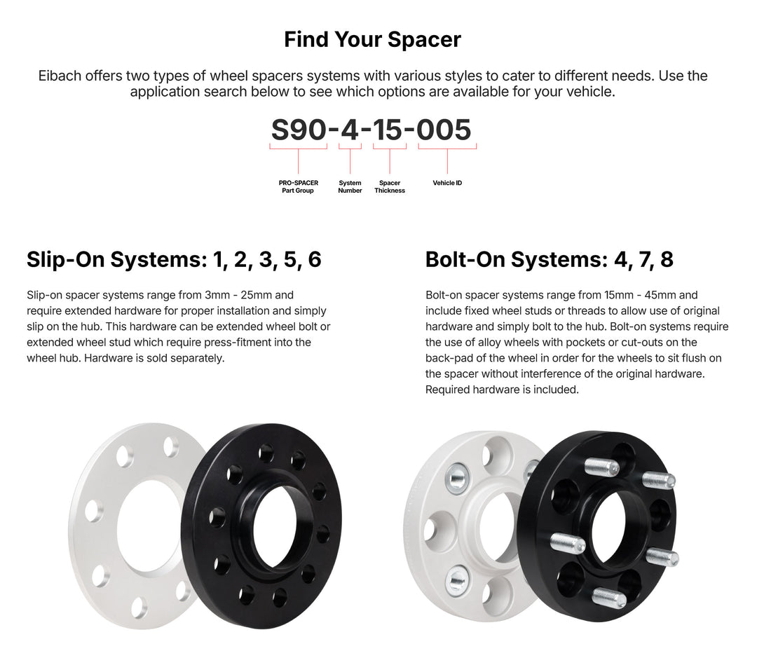 Eibach 25mm Pair Black PRO-SPACER Wheel Spacers for Improved Handling and Clearance