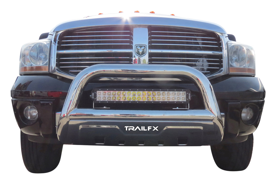 TrailFX B1516S Polished Steel Bullbar with Skid Plate for Full-Size Trucks and SUVs