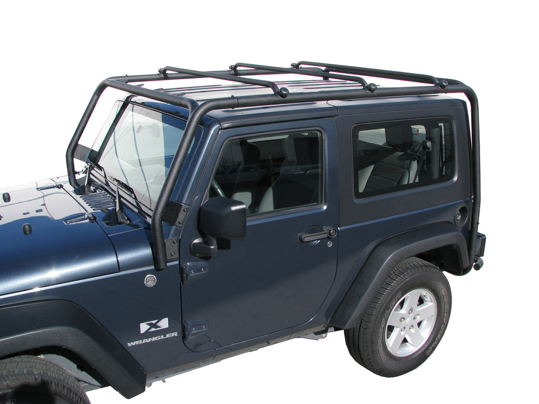 TrailFX J021T Roof Rack Cargo Carrier for Jeep Wrangler - 96.2-inch Steel Luggage Rack with 300 lb Capacity