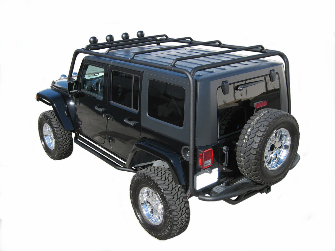 TrailFX J029T Roof Rack Cargo Carrier for Jeep Wrangler – 117.36 Inch Steel Luggage Rack with 350 lb Capacity