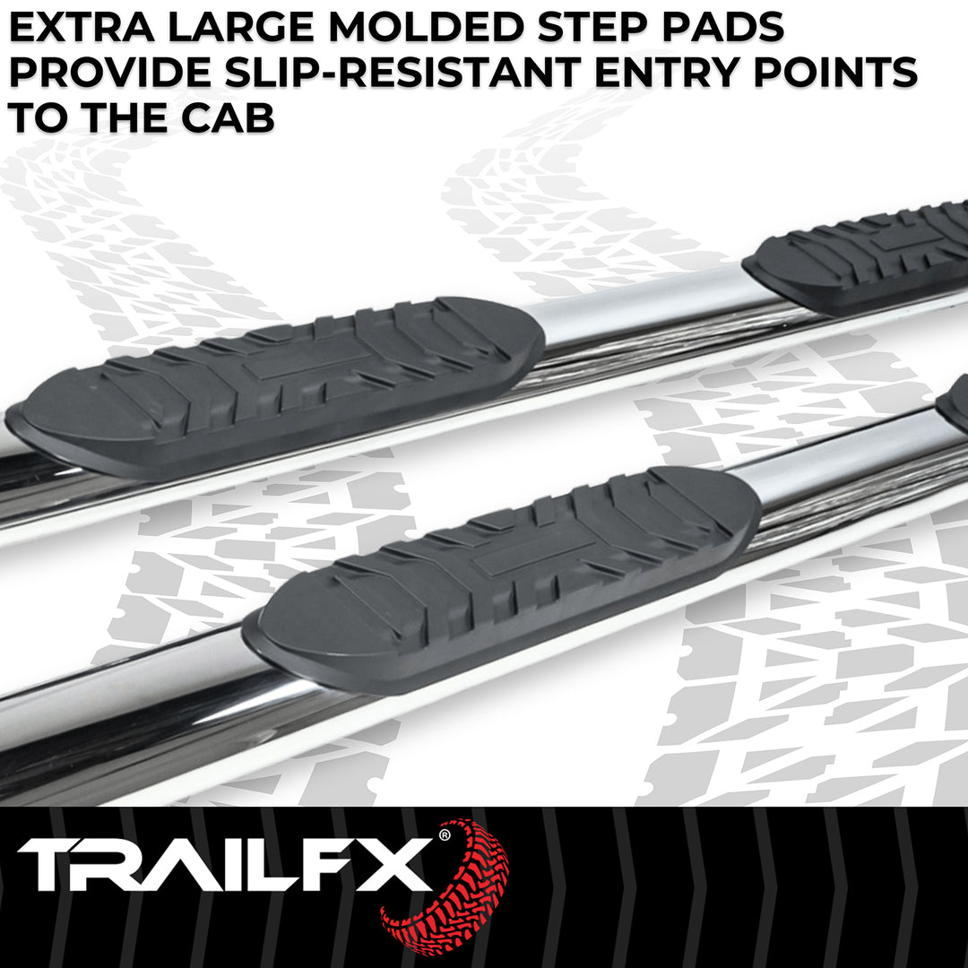 TrailFX Stainless Steel 4 Inch Oval Straight Nerf Bar Side Step for Ford F-150 2004-2008