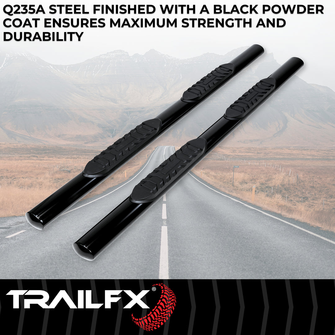 TrailFX 4 Inch Oval Straight Nerf Bar Side Bar with Step Pads for Ford F-150