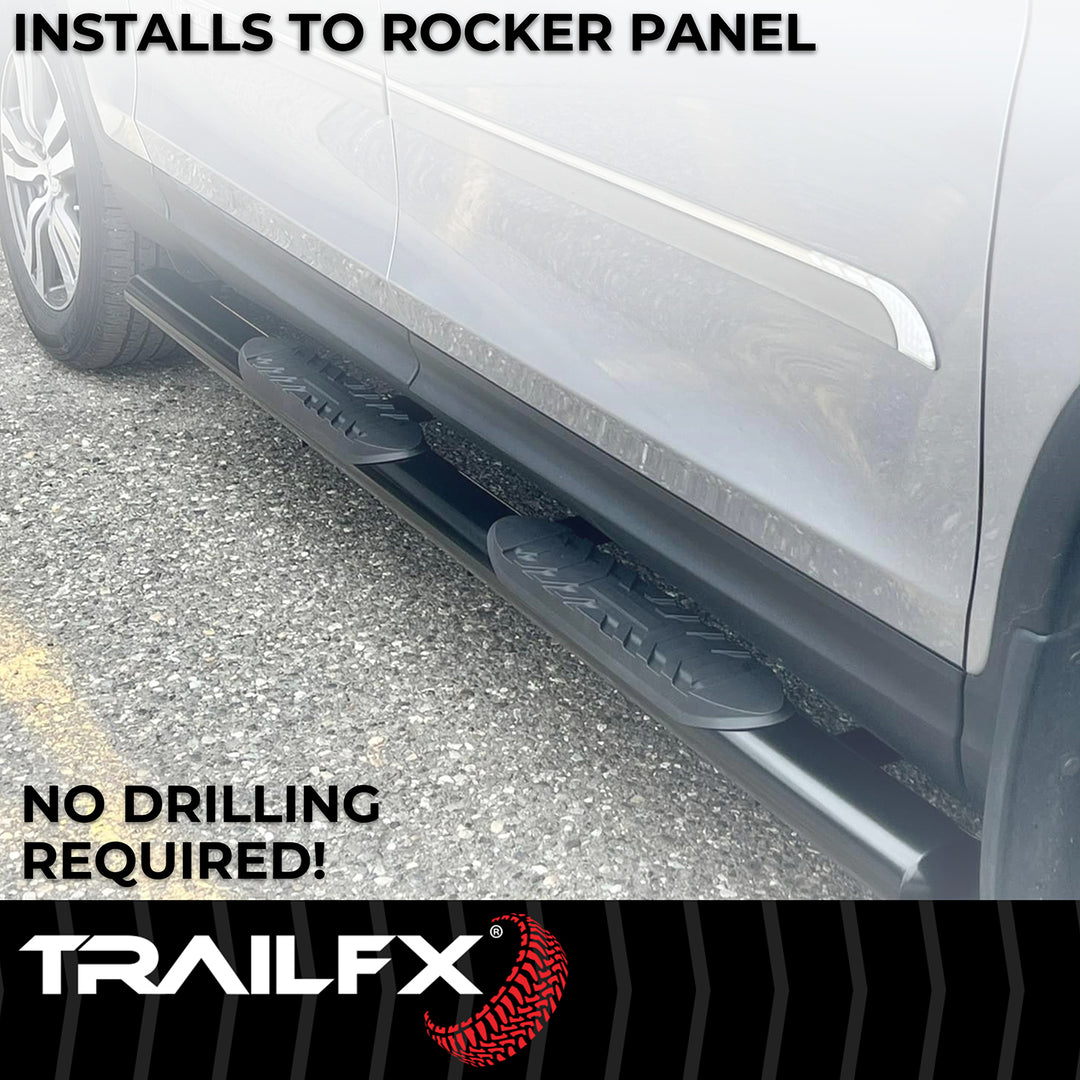 TrailFX 4-Inch Oval Straight Nerf Bar Side Step for Ford Super Duty 2012-2014 - Black Powder Coated Steel