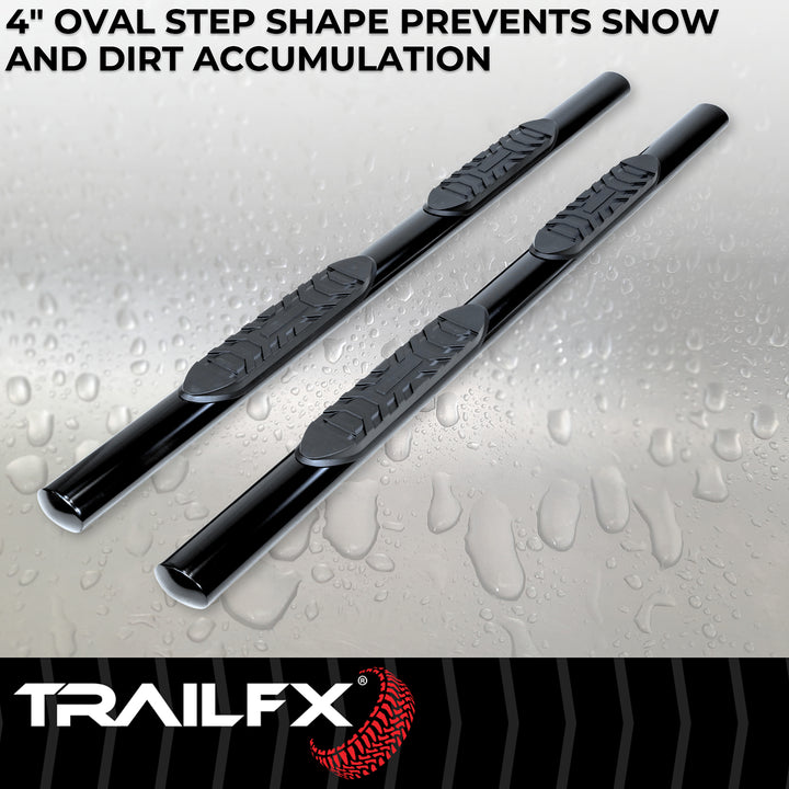 TrailFX 4 Inch Oval Straight Black Powder Coated Steel Nerf Bar for Toyota Tacoma