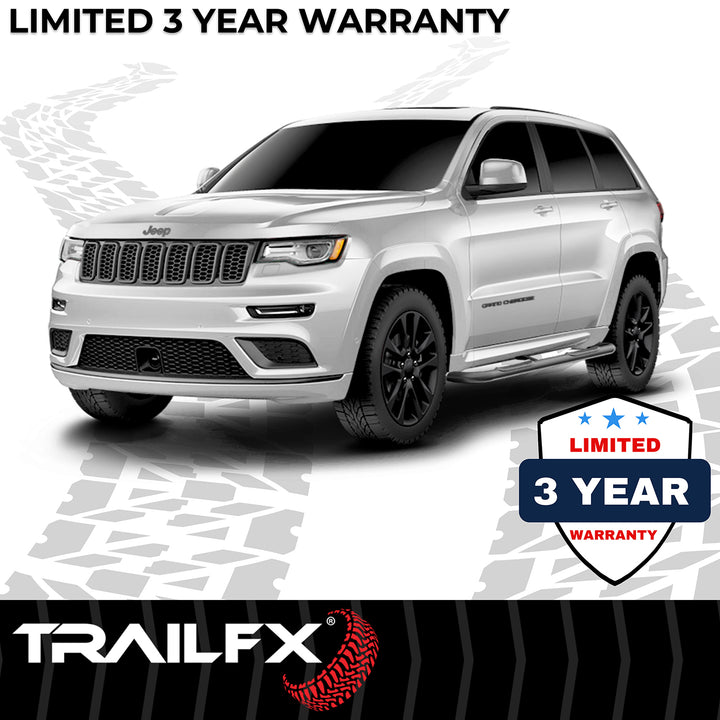 TrailFX 3 Inch Round Bent Steel Side Step Bars for Jeep Grand Cherokee (2012-2021)