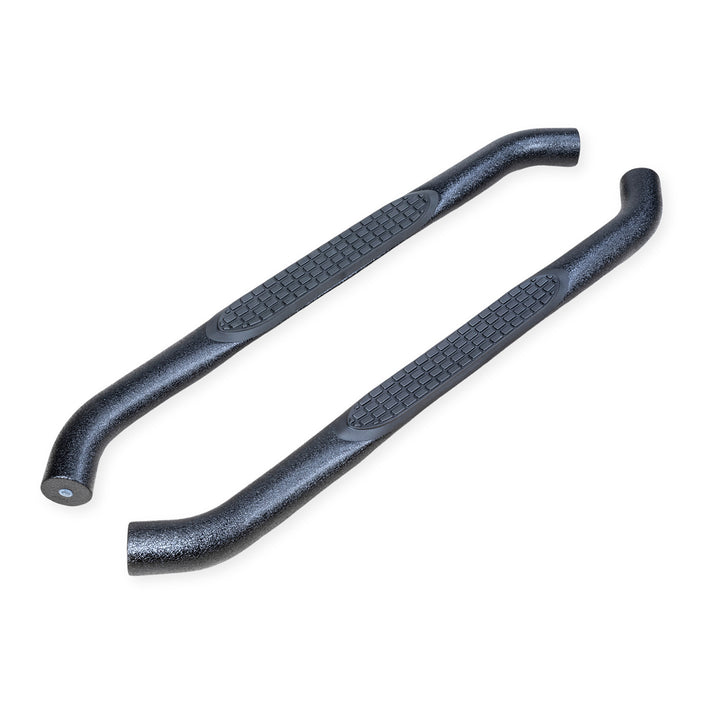 TrailFX 3-Inch Round Bent Steel Side Step Bar for Jeep Wrangler — Matte Black Textured Finish