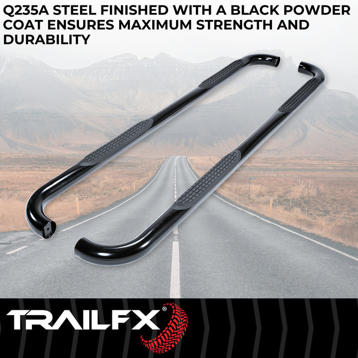 TrailFX A0031B 3-Inch Round Bent Steel Nerf Bar Side Step for Silverado & Sierra 2012-2013