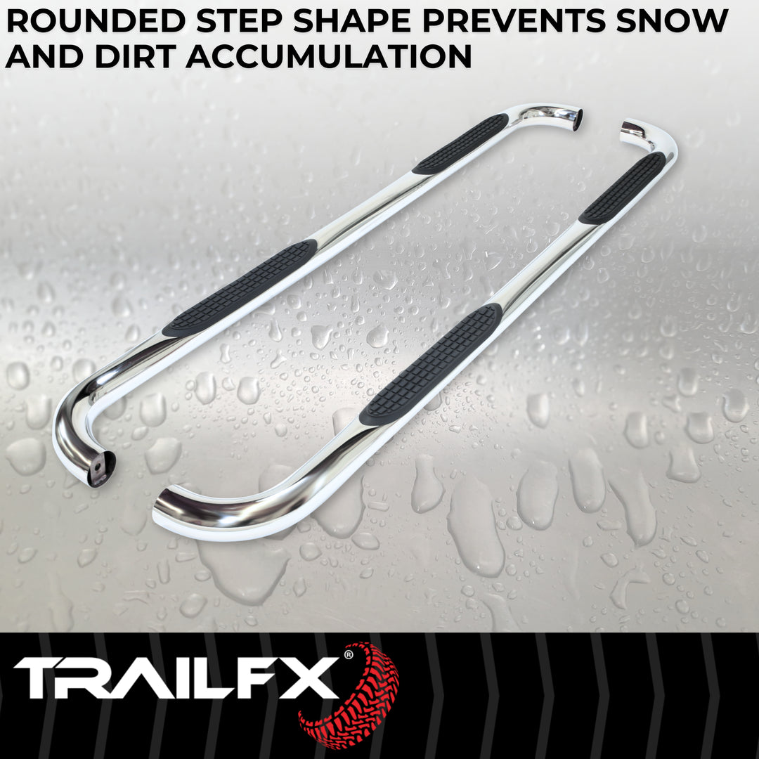 TrailFX 3-Inch Round Bent Stainless Steel Nerf Bar Side Step for Ram 1500 (2012-2021)