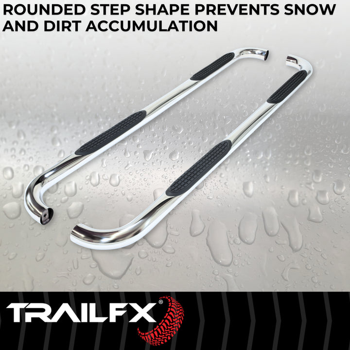 TrailFX 3 Inch Round Bent Polished Stainless Steel Nerf Bar Side Step for Ram Trucks A0049S