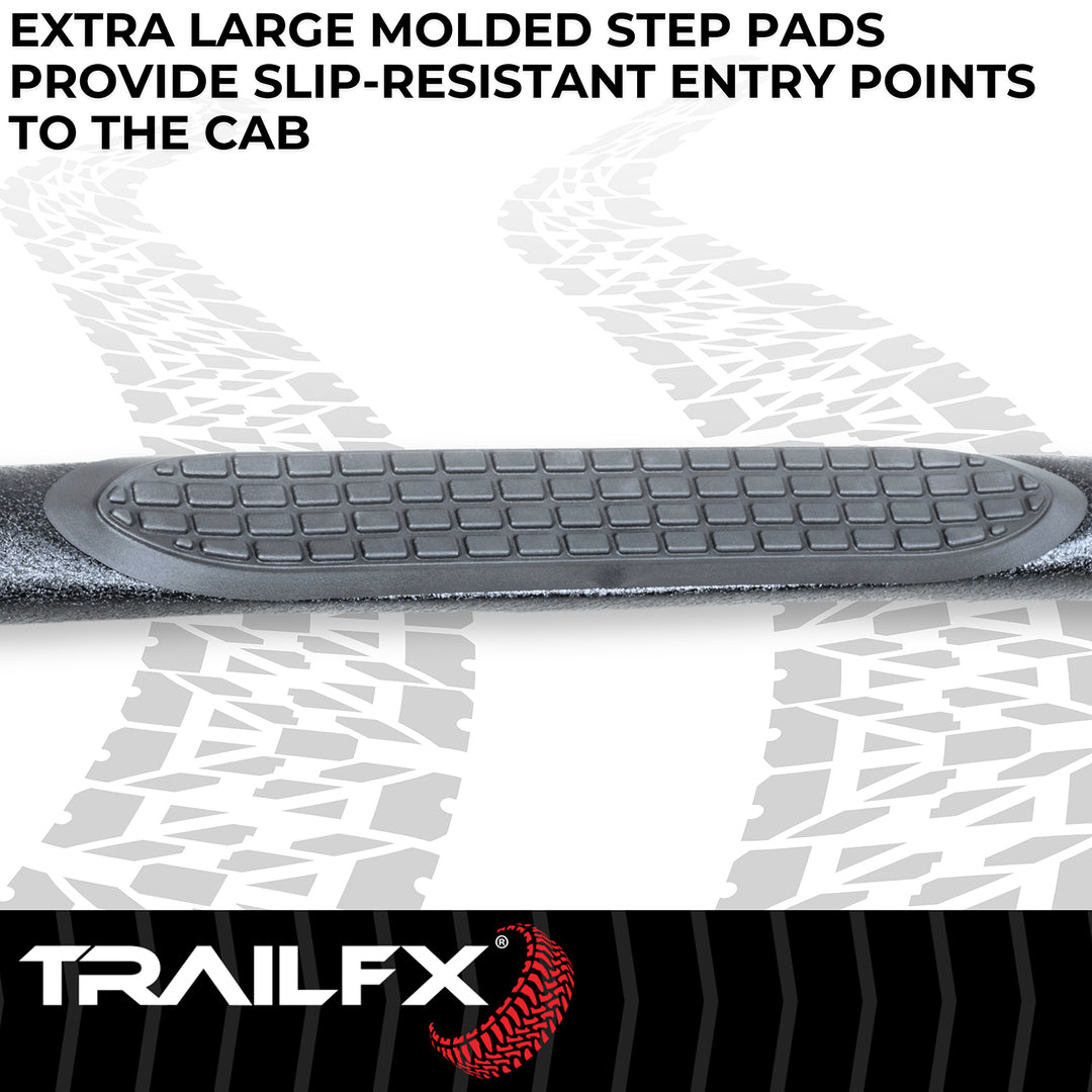 TrailFX A0055T 3-Inch Round Bent Nerf Bar Step Bar for Jeep Wrangler 2018-2024