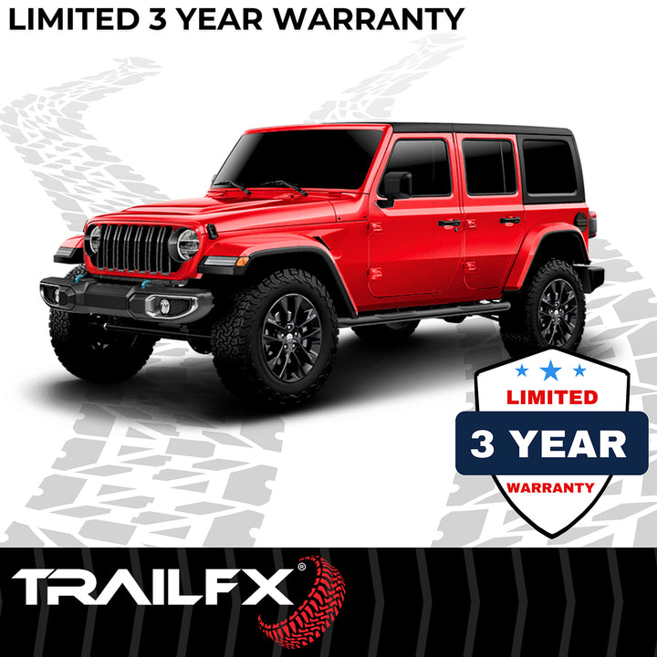 TrailFX A0055T 3-Inch Round Bent Nerf Bar Step Bar for Jeep Wrangler 2018-2024