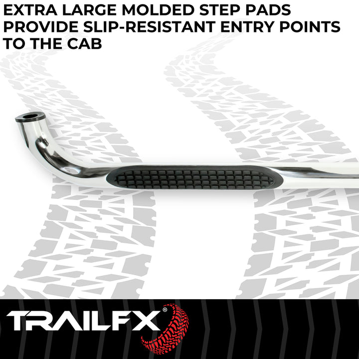 Trail FX A0057S 3-Inch Stainless Steel Round Bent Nerf Bar Step Bar for Silverado and Sierra