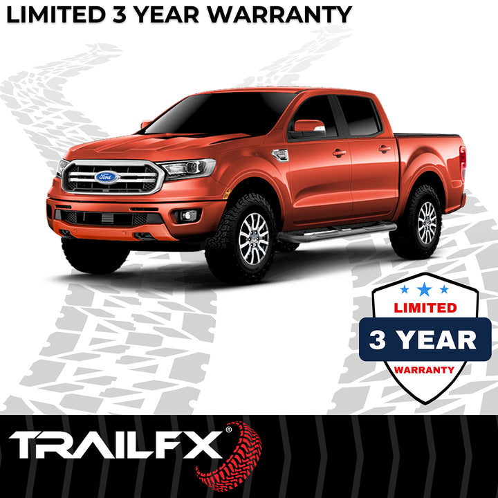 TrailFX A0059B Nerf Bar with Round Bent Steel Step Bars for Ford Ranger 2019-2023
