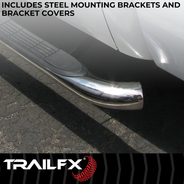 TrailFX Stainless Steel Polished 3-Inch Nerf Bar with Mounting Kit for Ford Ranger (2019-2023)