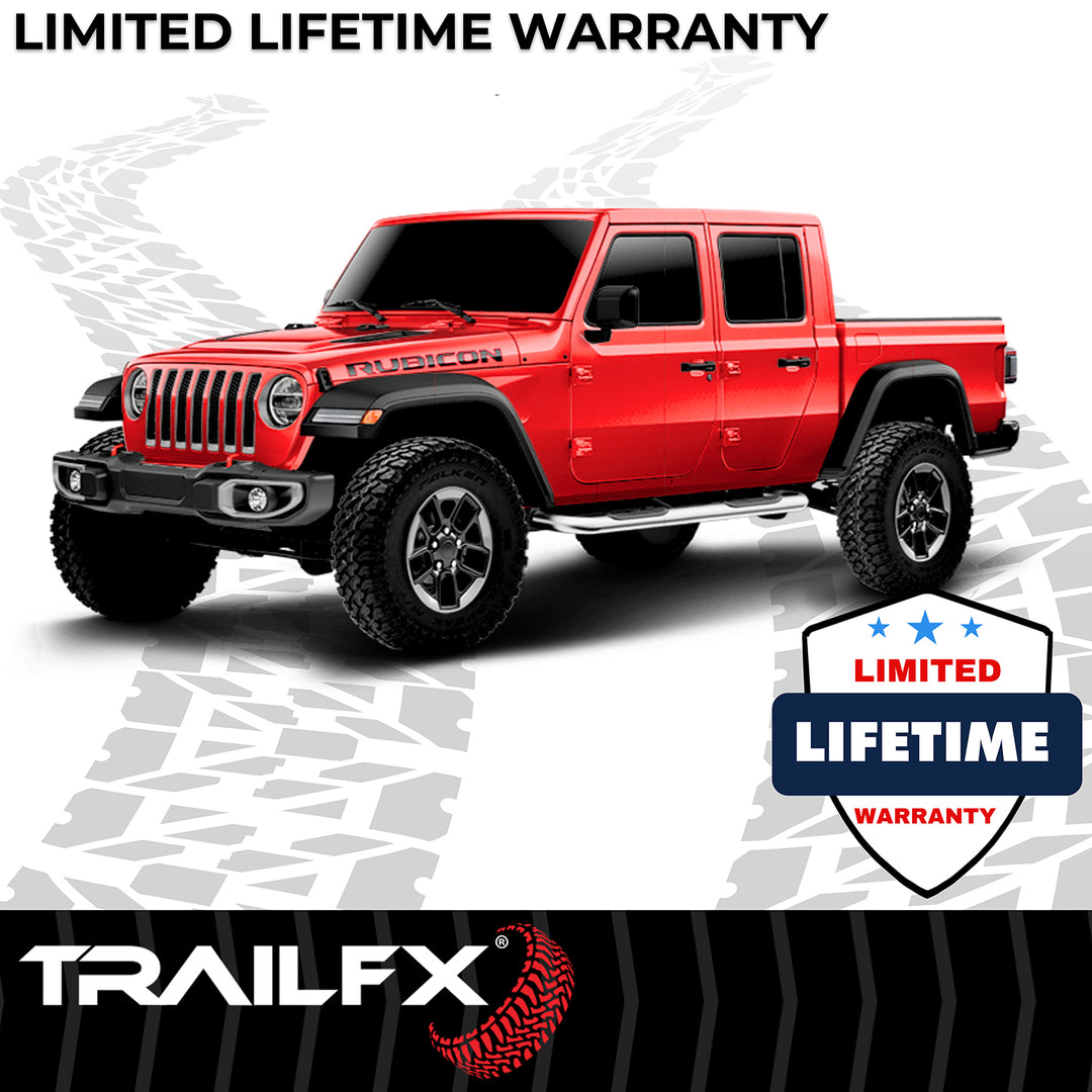 TrailFX Stainless Steel 3-Inch Round Bent Nerf Bar for Jeep Gladiator (A0063S)