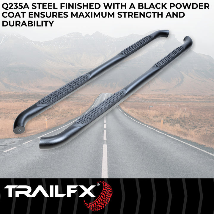 TrailFX A0066T Black Matte Stainless Steel Nerf Bar with Surface Steps for Chevy Tahoe and GMC Yukon