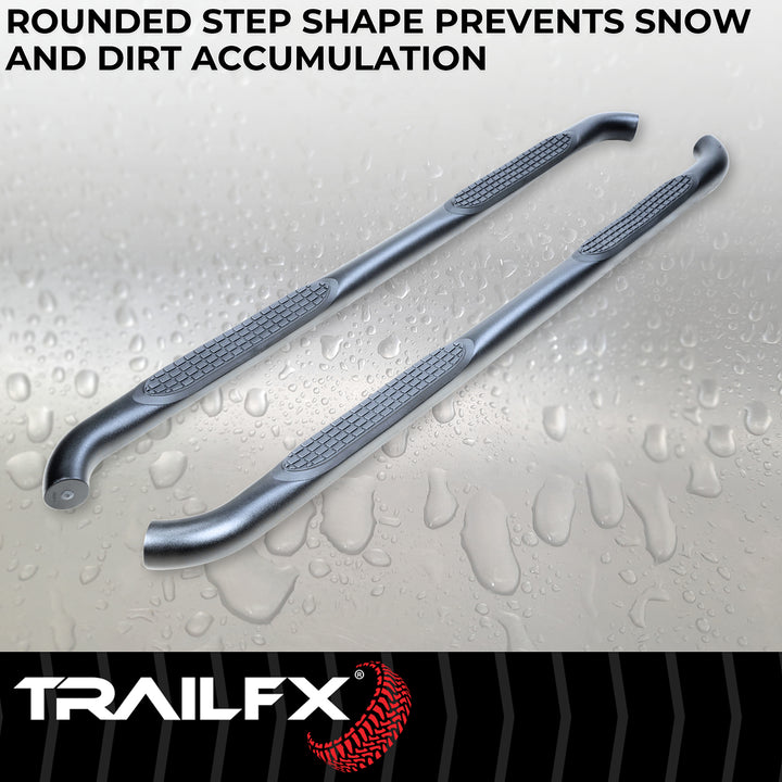 TrailFX A0068T Black Matte Steel Nerf Bar with Surface Steps for Toyota Tacoma 2024-2025