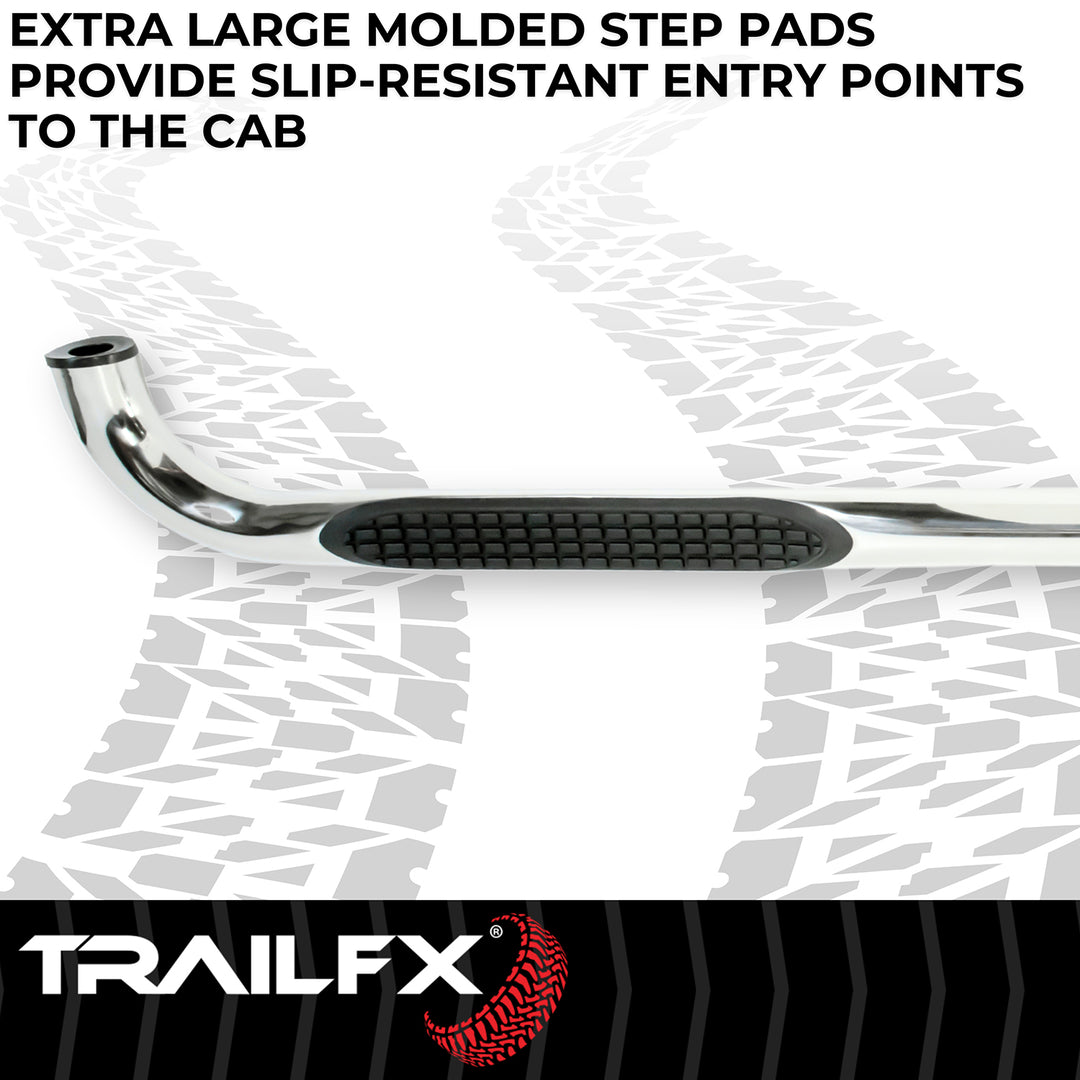 TrailFX 3 Inch Round Bent Rocker Panel Mount Nerf Bar for Toyota Land Cruiser 2024-2025