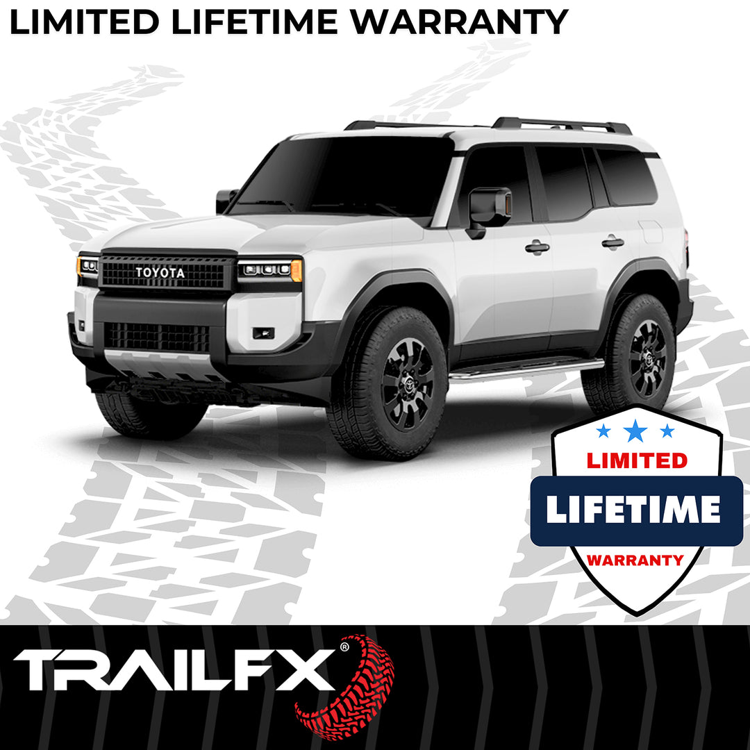 TrailFX 3 Inch Round Bent Rocker Panel Mount Nerf Bar for Toyota Land Cruiser 2024-2025