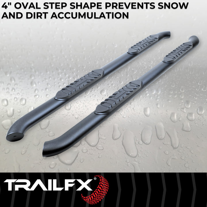 TrailFX A1001B 4-Inch Oval Bent Powder Coated Black Steel Nerf Bar Side Step with Mounting Hardware for Chevy Colorado & GMC Canyon