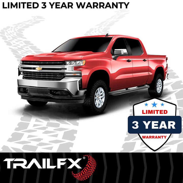 TrailFX A1001B 4-Inch Oval Bent Powder Coated Black Steel Nerf Bar Side Step with Mounting Hardware for Chevy Colorado & GMC Canyon