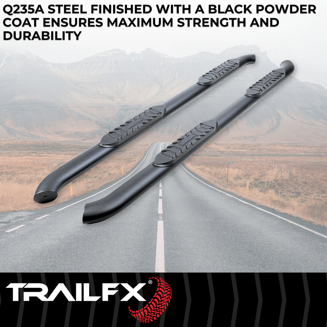 TrailFX A1008B 4-Inch Oval Bent Powder Coated Titanium Black Nerf Bar for Toyota Tundra
