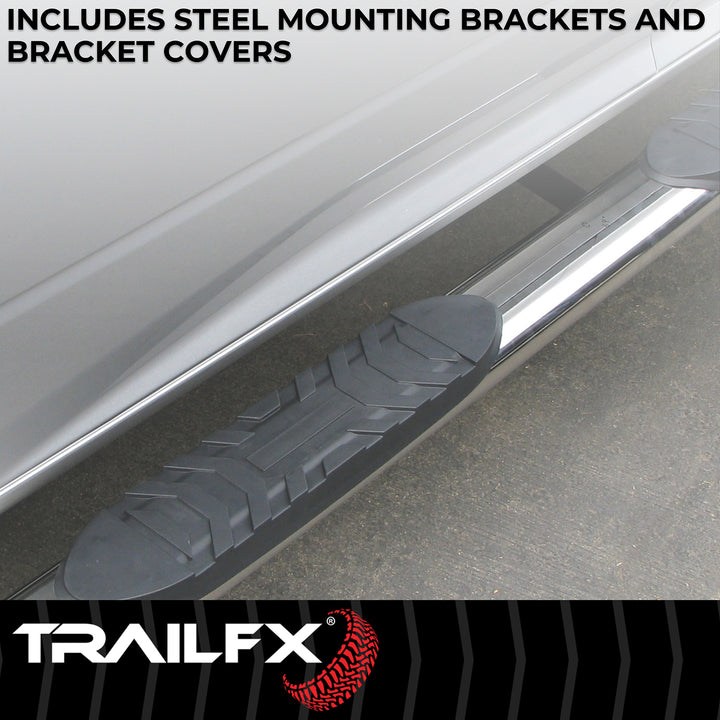 TrailFX A1008S Stainless Steel 4-Inch Oval Bent Nerf Bar Side Step for Toyota Tundra