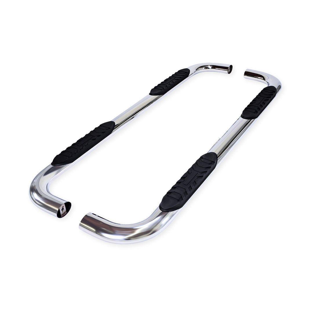 TrailFX A1010S Stainless Steel Oval Bent Nerf Bar with Step Pads for Silverado & Sierra 1500/2500HD/3500 HD