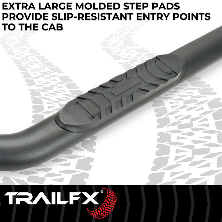TrailFX A1011B Black Powder Coated Steel Nerf Bar for Silverado and Sierra 1500, 2500HD, 3500HD (Oval Bent, 4 Inch Diameter)