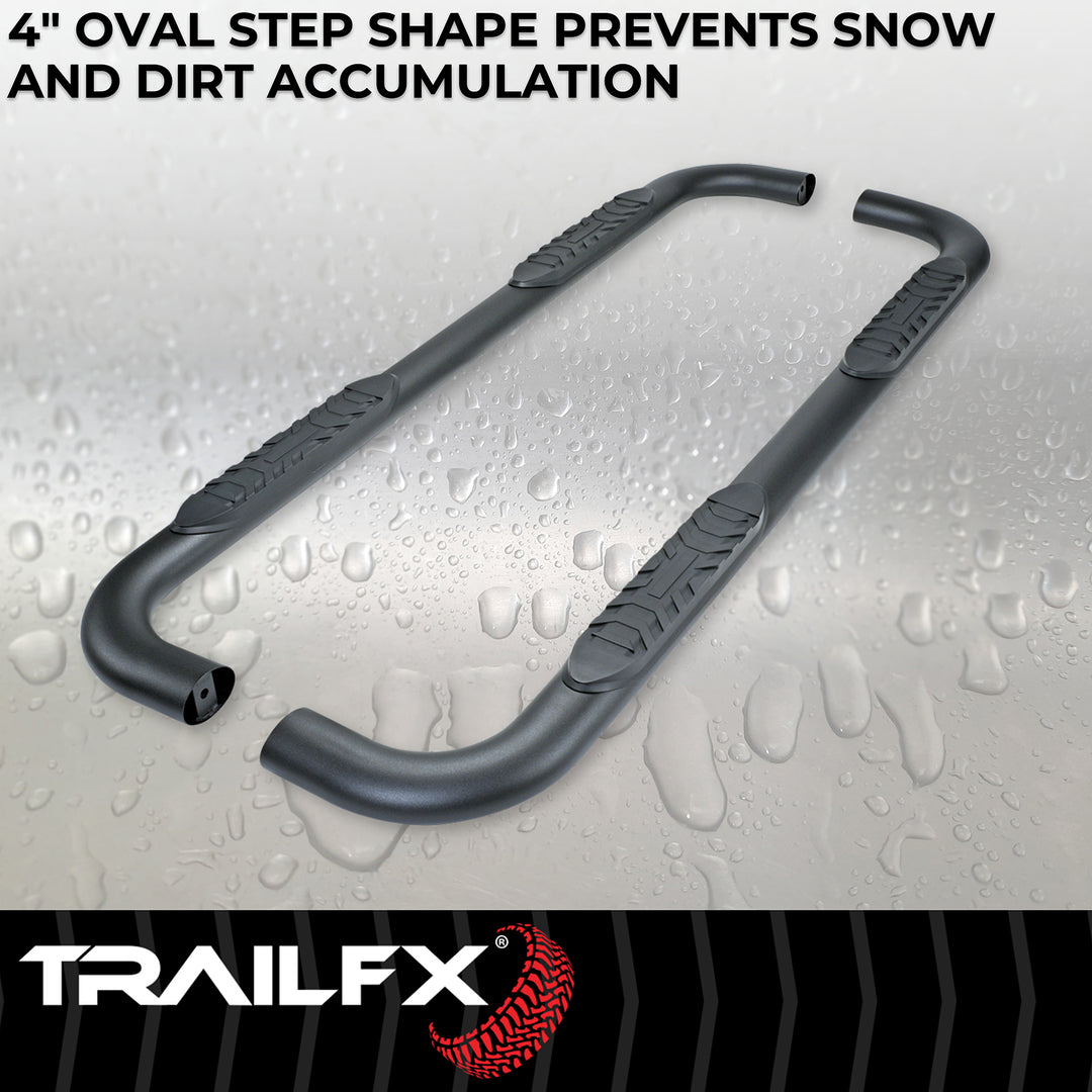 TrailFX A1011B Black Powder Coated Steel Nerf Bar for Silverado and Sierra 1500, 2500HD, 3500HD (Oval Bent, 4 Inch Diameter)