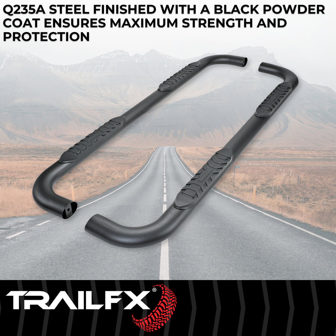 TrailFX A1019T Black Matte Steel Nerf Bar with Surface Steps for Toyota Tacoma 2024-2025