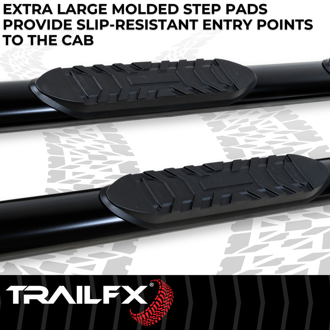 TrailFX A1512B Black Powder Coated 4 Inch Oval Straight Nerf Bar Side Step for Toyota Tacoma