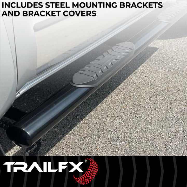 TrailFX A1516B Black Powder Coated 4 Inch Oval Straight Nerf Bar Side Step for Toyota Tundra