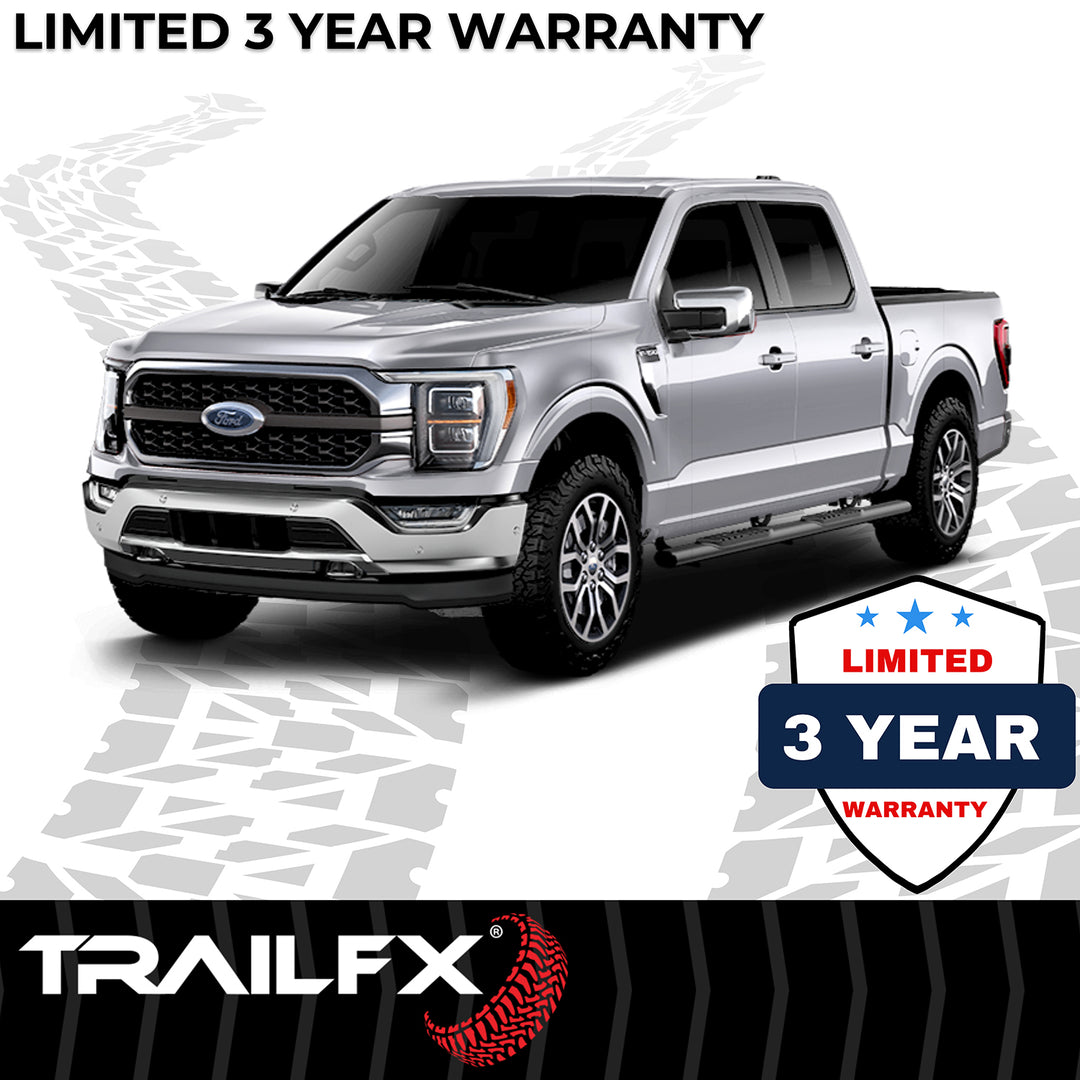 TrailFX A1523B 4 Inch Oval Black Powder Coated Steel Nerf Bar Side Step for Ford F-150
