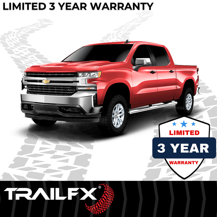 TrailFX 4 Inch Oval Straight Polished Stainless Steel Nerf Bar Side Step for Chevy Colorado and GMC Canyon