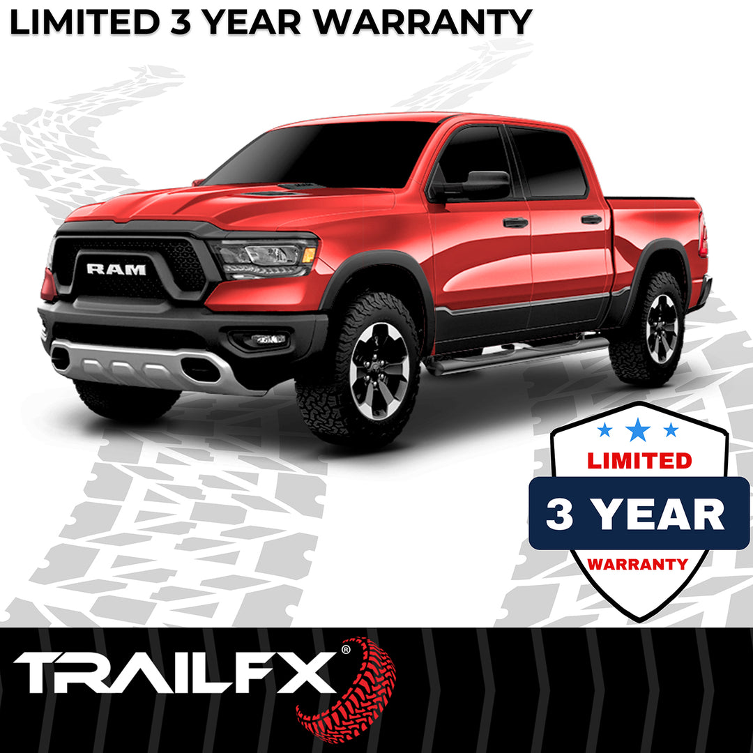TrailFX A1537B 4 Inch Oval Powder Coated Black Steel Nerf Bar Side Step for Ram Trucks