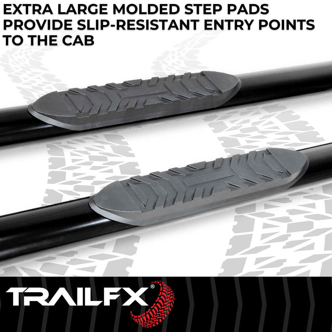 Trail FX Black Powder Coated 4-Inch Oval Straight Nerf Bar Step Bar for Ram 1500