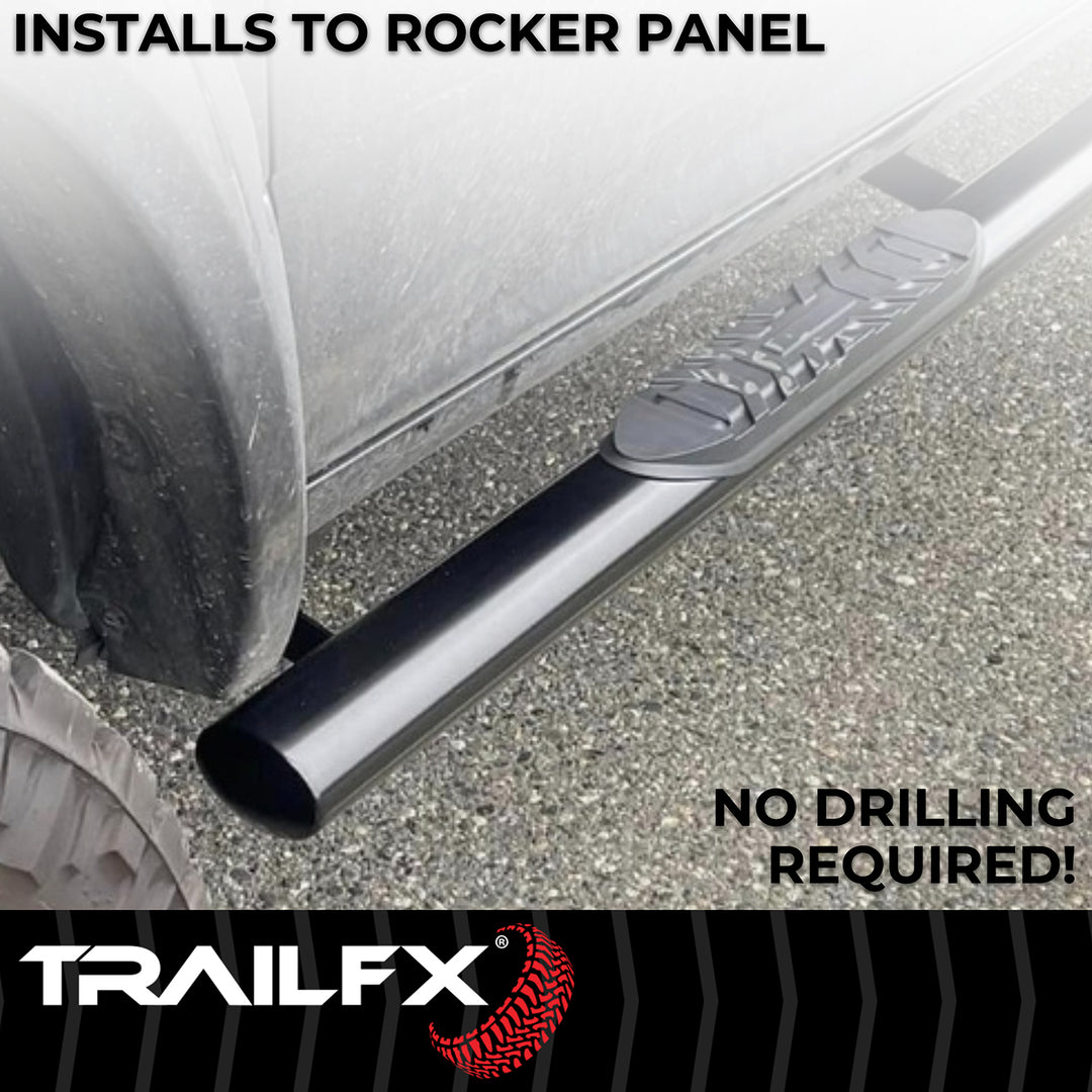 Trail FX Black Powder Coated 4-Inch Oval Straight Nerf Bar Step Bar for Ram 1500