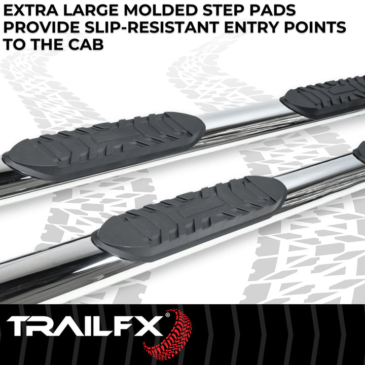 Trail FX Stainless Steel 4-Inch Oval Straight Nerf Bar Step Bar for Ram 1500