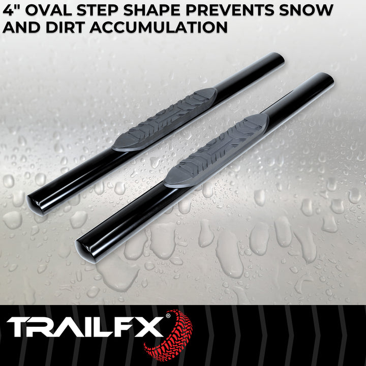 Trail FX Oval Straight Nerf Bar Step Bar for Ram 1500 – Black Powder Coated Steel, 4 Inch Diameter