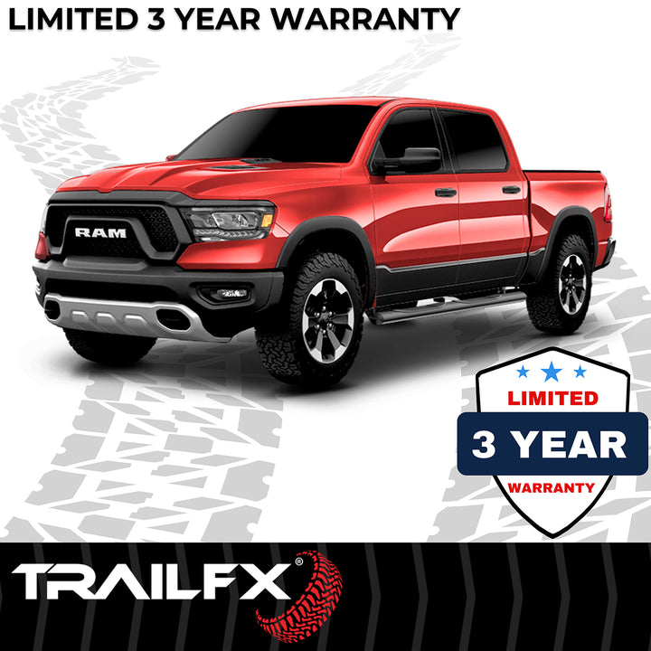 Trail FX Oval Straight Nerf Bar Step Bar for Ram 1500 – Black Powder Coated Steel, 4 Inch Diameter